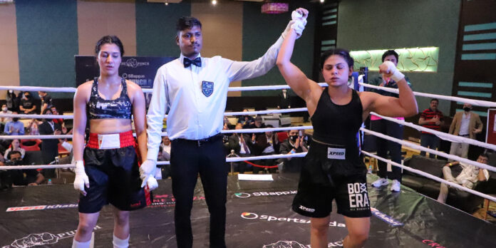 Geeta Solanki won by Unanimous Decision against Chandni Mehra at Punch 6, Crowne Plaza - 13 March 2021 Geeta Solanki Beats Chandni Mehra