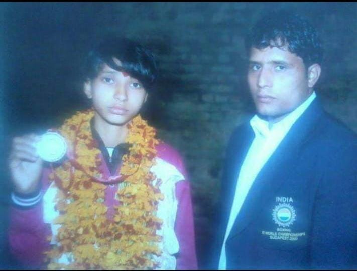 Arun Malik Boxing Coach with Boxer Gargi Chahal