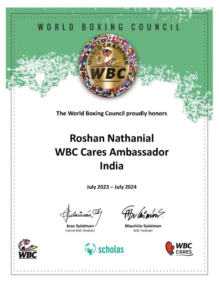 Roshan Nathanial - WBC Cares Ambassador 2023